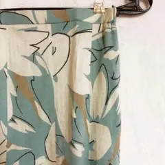 花柄 ロングスカート マーメードスカート 日本製 ブルー サイズ11号