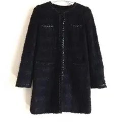 NATURAL BEAUTY BASIC　ノーカラーコート　ツイード　Sサイズ