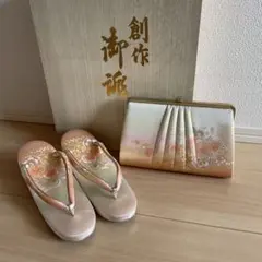 下駄　バッグ　成人式　和装　振袖　ピンク　ゴールド　花柄