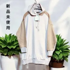 【新品未使用】レディース ベージュとグレーのフード付きパーカー M SIZE