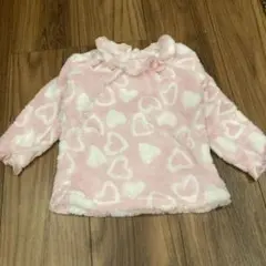 美品　女の子　パジャマ　長袖　上のみ　モコモコ　ハート柄　ベビーパジャマ　80