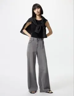 UNIQLO ワイドパンツ グレー 25インチ