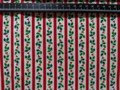生地　クリスマス　ヒイラギ　ボーダー　約105cmx44cm
