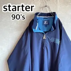 超レア90sスターター ノースカロライナ大学 刺繍ロゴ ハーフジッププルオーバー