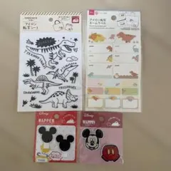 恐竜アイロン転写シートとミッキーのワッペン