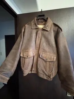 【羊革 ムートン（ボア）レザージャケット / ブラウン】