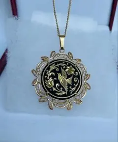 ダマスキナードネックレス　花と鳥デザイン 高級k24加工