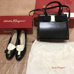 フェラガモバッグショルダーバッグ￼2way フォーマルバッグ黒（パンプス付）