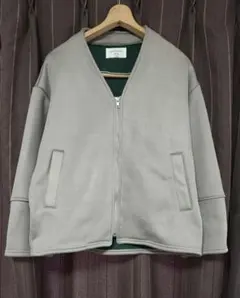 【美品】samansa MOSグblue レー ジップアップ ジャケット