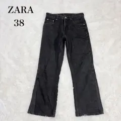 ZARA（38）フレアフィットデニム　ブラック　美脚　ジーンズのサムネイル