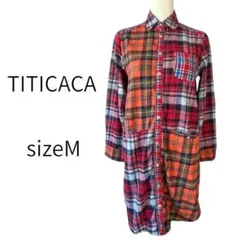 チチカカ　ロングシャツ　チェック　ワンピース　チュニック　M