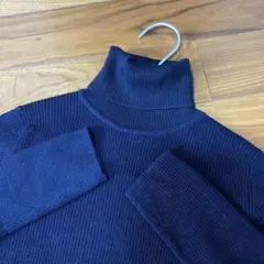 MUJI 無印良品 タートルネックセーター　紺　ウール　リブ　Mサイズ　ネイビー