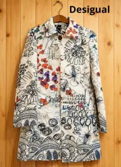 Desigual／美品／スプリングコート 総柄 個性的 リバーシブル Lサイズのサムネイル