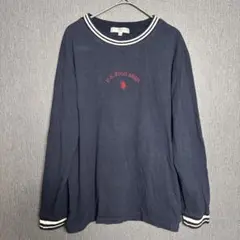 U.S. POLO ASSN. 長袖トレーナー ネイビー L シンプル綿100％