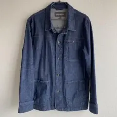 Eddie Bauer デニム カバーオール L ネイビー バンドカラー EDDIE BAUER エディーバウアー BARN JACKET バーンジャケット デニム