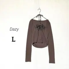 【Dazy】美品✨重ね着風 ホルターネック ショート丈 リブカットソー 韓国 L