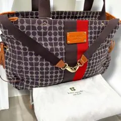 【超極美品】kate spade ダークブラウン キャンバス トート ノエル