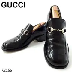 グッチ　ホースビットローファー　金具　スクエアトゥ　本革　レザー　EU34.5