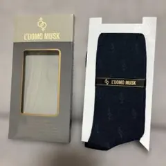 L'UOMO MUSK メンズ ソックス ネイビー 25cm