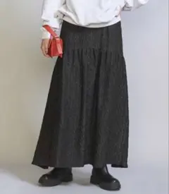 beauty and youth ジャガードギャザーフレアスカート