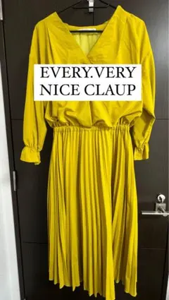 EVERY.VERY NICE CLAUP イエロー 七分袖 シフォンワンピース