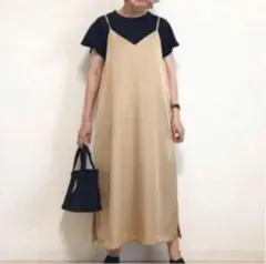 状態綺麗！ジーユー　GU ベージュ キャミワンピース ロングワンピースのサムネイル