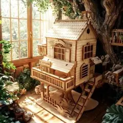 木製ミニチュアハウス 階段付き 3D ウッドクラフト