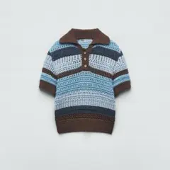 ZARA オープンニット ポロトップス 半袖
