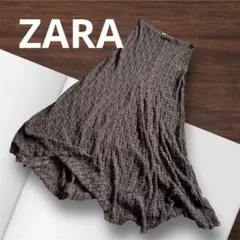 ZARA ザラ/ブラウン 総レース編み ストレッチ フレアスカート/フリーサイズ