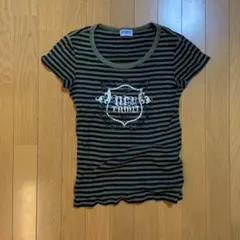 オリーブグリーン・ストライプTシャツ