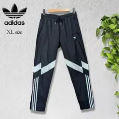 【希少XL】アディダスオリジナルス ナイロン トラックパンツ 黒 刺繍ロゴ