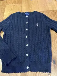 POLO ネイビー ケーブルニットカーディガン