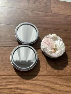 貝殻デザイン コンパクトミラー 2個セット