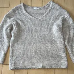 イエナのVネックざっくりニット　ベージュ　ラメ