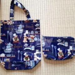 ハロッズ クマ柄 エコバッグとポーチセット