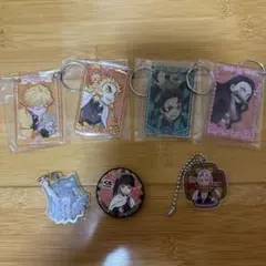 くら寿司 鬼滅の刃アクリルキーホルダーセット 6個+くら寿司 カナオ缶バッジ