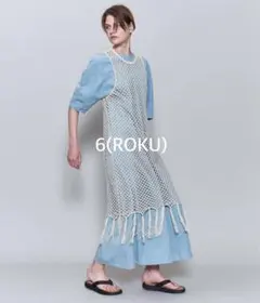 6(ROKU)◆MESH FRINGE DRESS/ワンピース