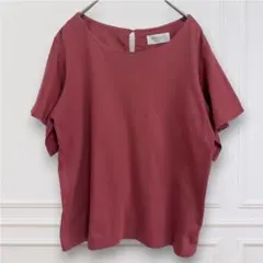 オペークドットクリップ フリル袖 カットソー 半袖 シャツ ピンク系 L相当