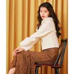 ロイヤルパーティー　ファー付き　ニットジャケット　パーカー　2way