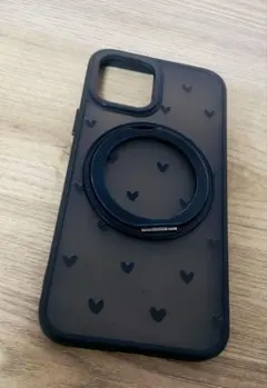 ハート模様クリアブラックiPhone12pro ケース