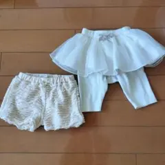 petit main ホワイト チュニック付きレギンスと薄いピンクのパンツ