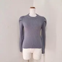 グレイル　編み上げデザインリブニット　リボン　グレー　セーター【M】大人かわいい