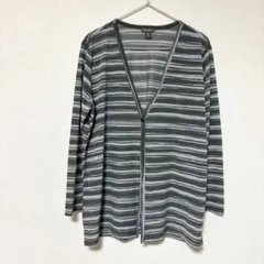 Eddie Bauer Vネックカーディガン ボーダー柄　薄手　カジュアル