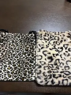 ヒョウ柄ファーポーチ 2個セット