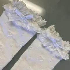 ホワイトリボン付き キッズ靴下 入学式 ハイソックス 15cmから18cmのサムネイル