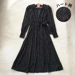 美品　ケイトスペードニューヨーク ワンピース ロング　Aライン　ベルト　ハート柄