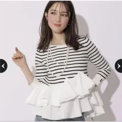 新品未使用】アプワイザーリッシェ 裾ひらりんリブニット ボーダー