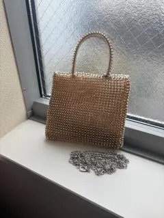ゴールド スタッズ ショルダーバッグ チェーン付き