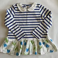 長袖カットソー 青と白のストライプ