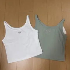 【新品未使用】GU コットンブレンドクロップドタンクトップ Mサイズ 2色セット